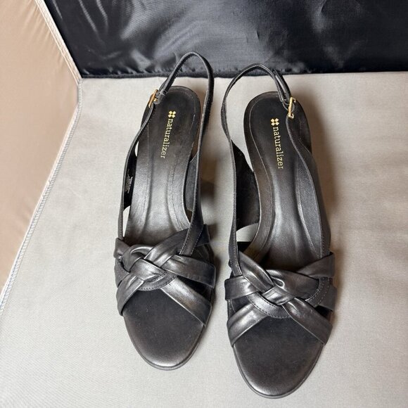 Naturalizer Shoes - Naturalizer Women Black Leather Sling Back Size 9.5